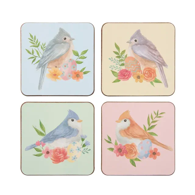 C&F Home Birds & Flowers Set of 4 Drink Sitter Coasters 4"