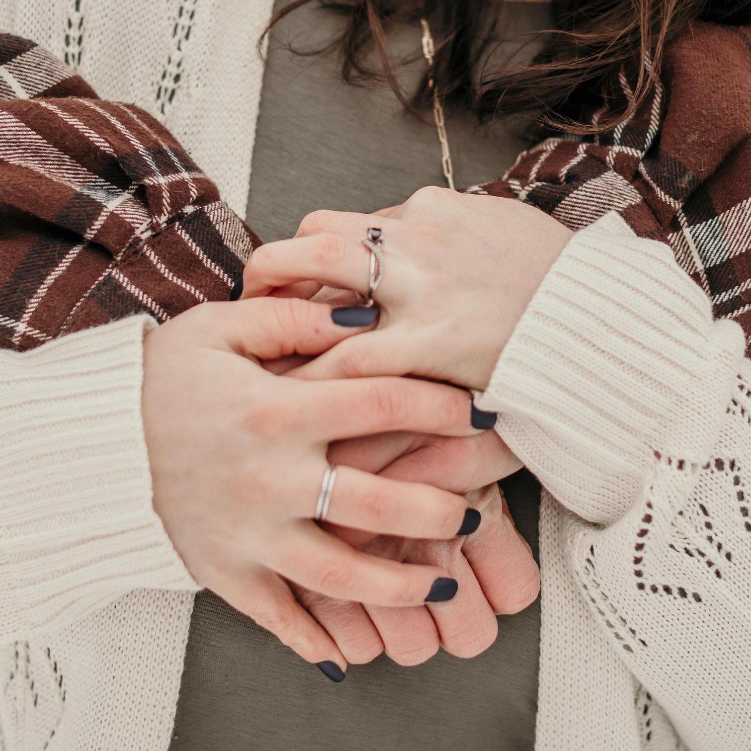 Promise ring & engagement ring side by side