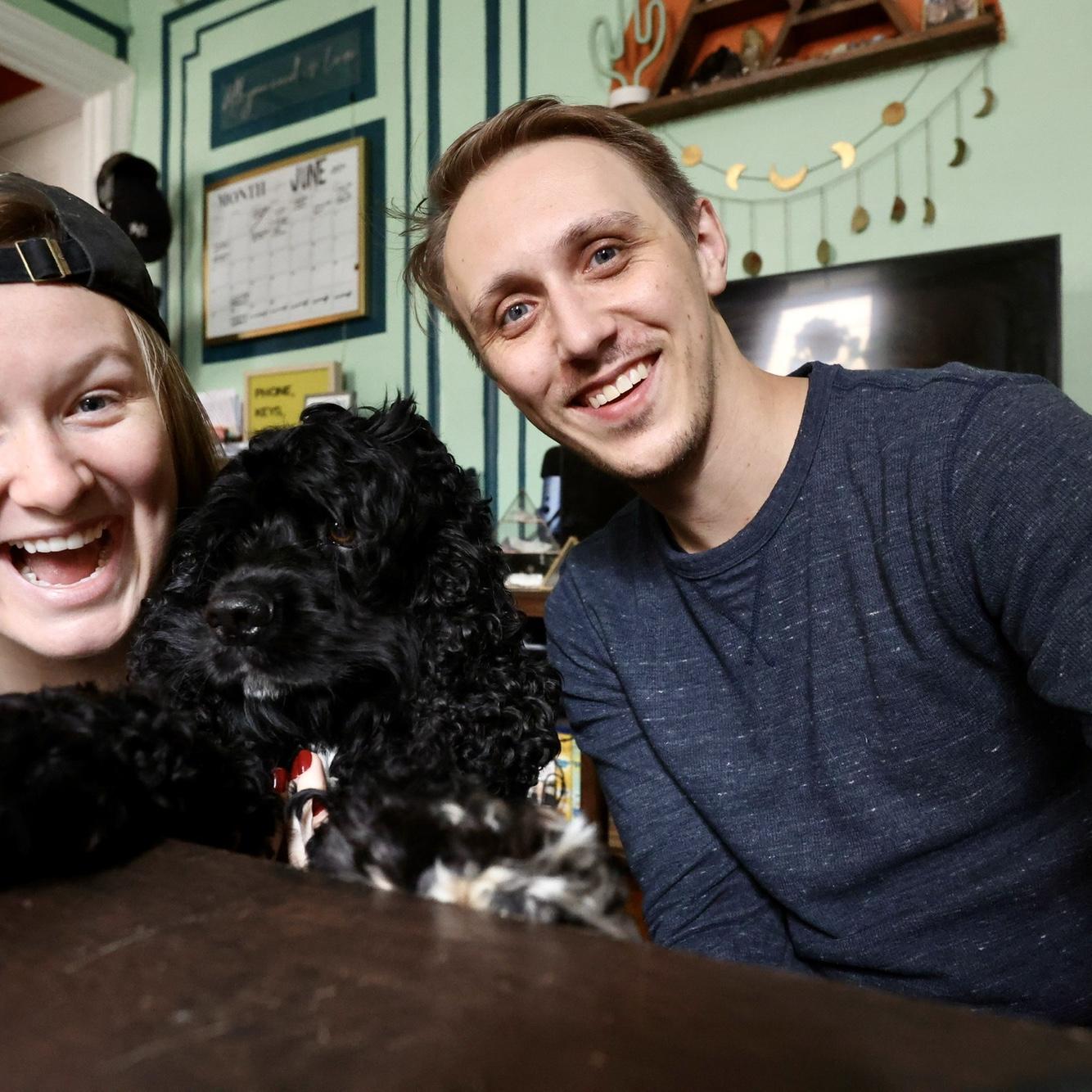 Self Portrait at home with our Stanley boy. NYC-2021