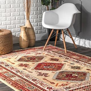 Qiana Emblem Fringe Area Rug