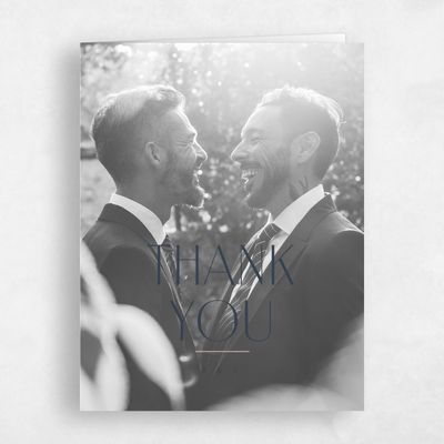 Grayed Navy, Blue Wedding Thank You - Mendoza Photo