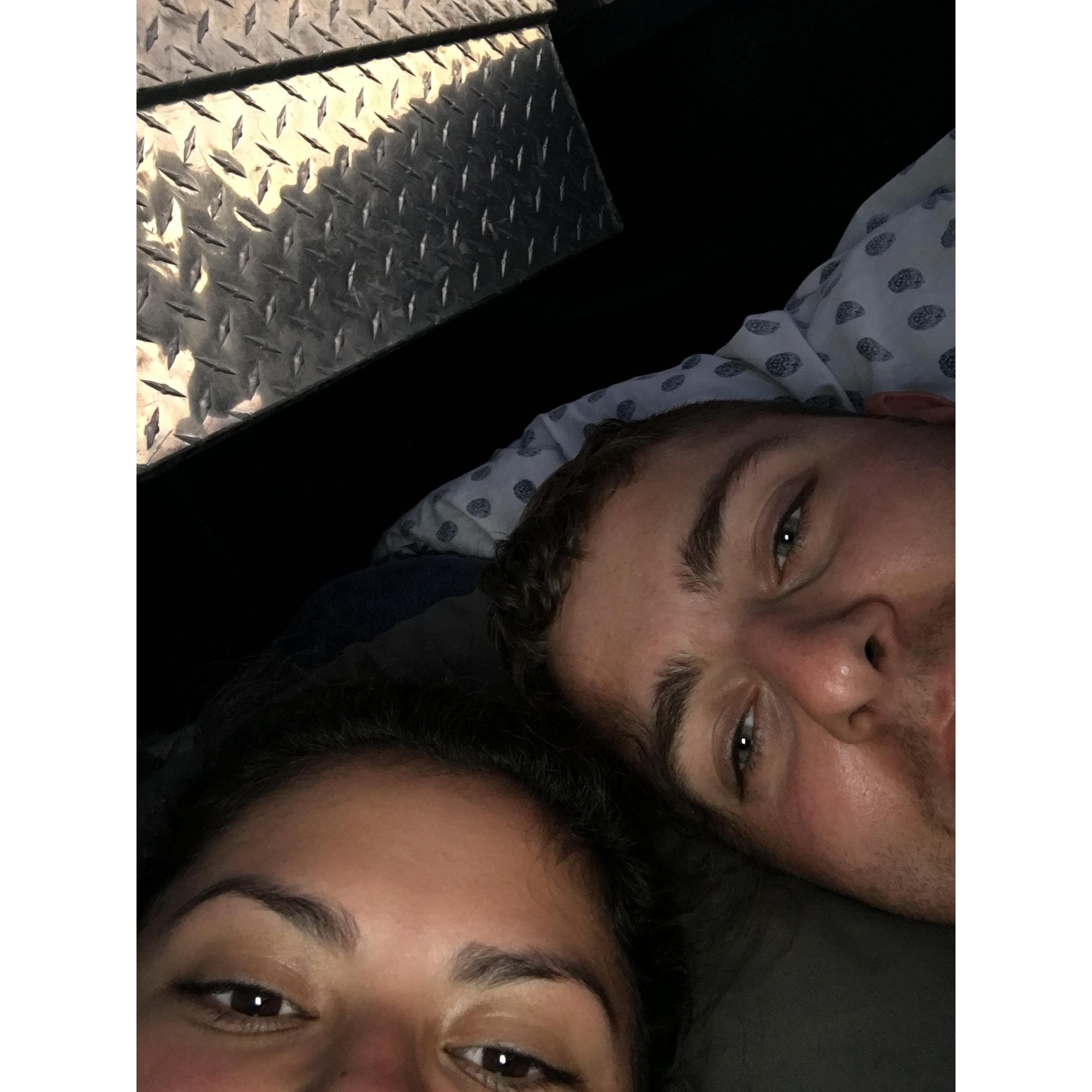 Couldn't even tell you what movie we went to see at the drive-in because I passed out about 10 minutes into it.