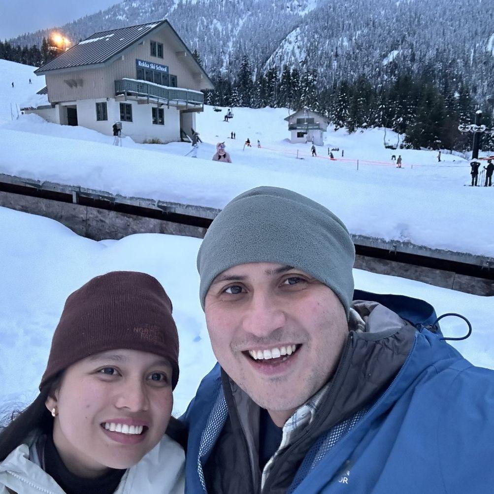 Our first winter together… and Edwin threw a huge snowball at me! NOT FUN! LOL