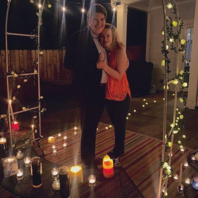 Jake set up a beautiful scene in our backyard when he proposed.