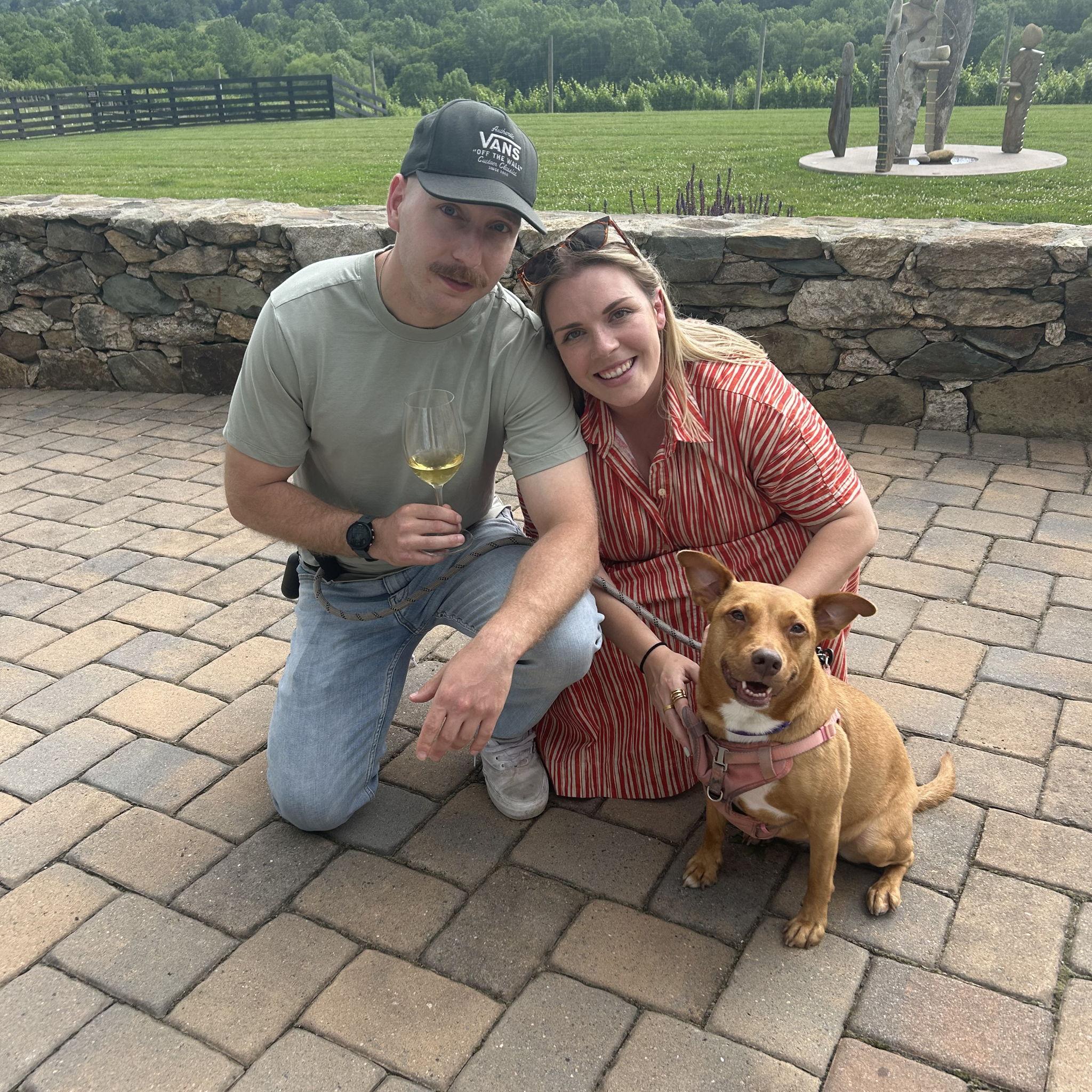 Our first family picture with our dog Jersey.