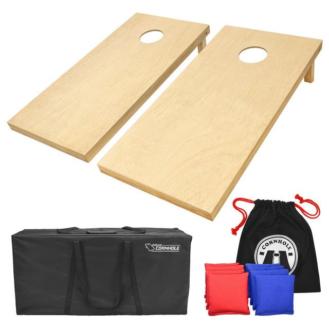 GoSports Natural Wood Cornhole Toss Game Set