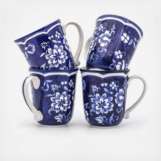 Blue Garden Mug, Set of 4
