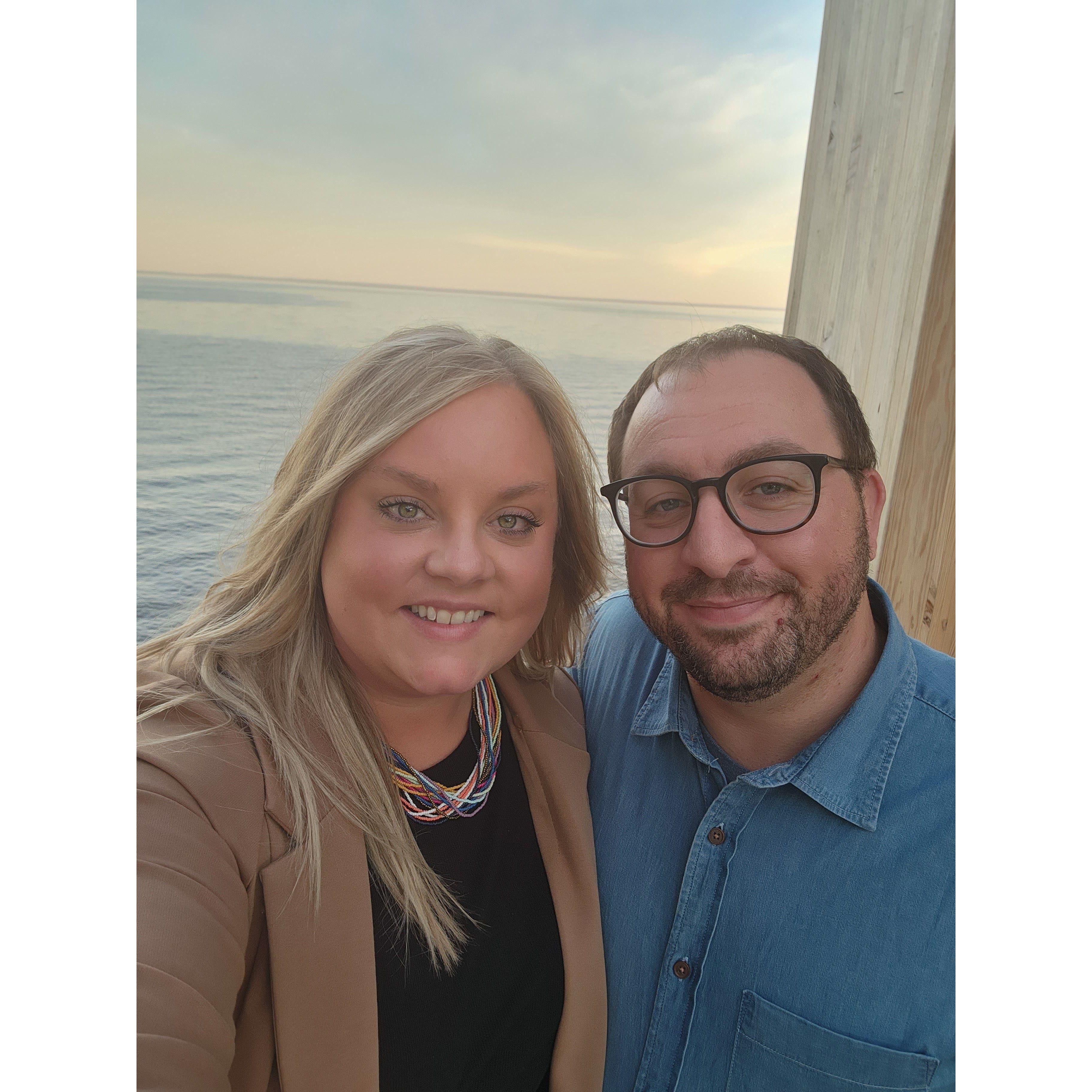 Duluth Sept. 2022 - driving back to our hotel from dinner, we stopped to check out the view. Still no idea Ben had a ring in his pocket, ready to propose seconds after this photo.