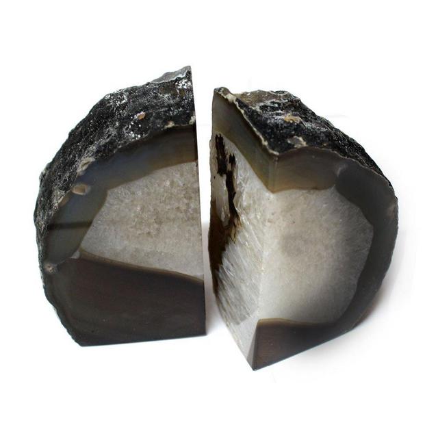 Black Agate Bookend Pair - 3 to 6 lb - Geode Bookend with Rock Paradise Exclusive COA