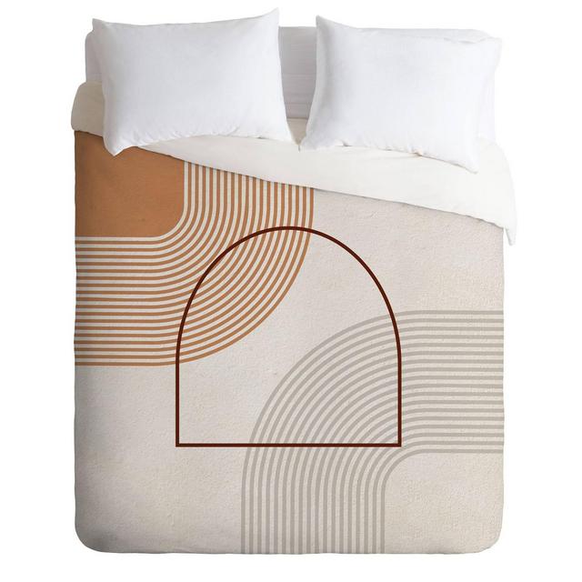 King Iveta Abolina Mid Century Line Art Duvet Set Brown - Deny Designs