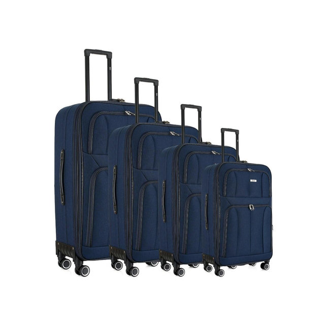 Mirage Luggage Grace 4-Piece Softside Luggage Set – Lightweight Expandable Spinner Suitcases with 360° Dual Wheels & Lock – 20", 24", 28", 32" - Navy