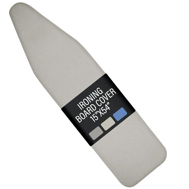 Iwtmm Ironing Board Cover and Pad with Silicone Coating, Thick Scorch-Resistant Padding, Heavy Duty for Home & Professional Use, Fits 15 x 54 Inches Boards, Secure Hook & Loop Fastener (Silver)