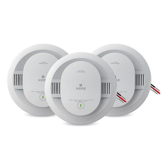 Kidde Hardwired Smoke Detector for Home, 10-Year Battery Backup, Interconnectable, LED Notification, 3-Pack