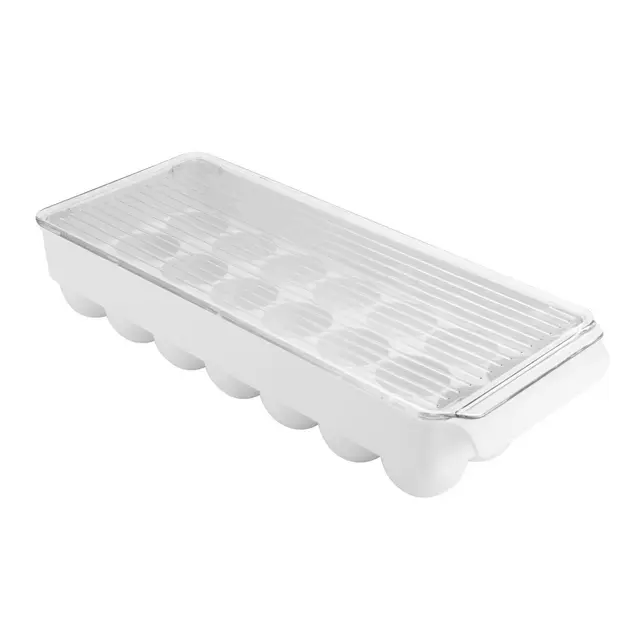 iDESIGN Fridge Binz Plastic Stackable Egg Holder Clear/White: Kitchen Cabinet Organizer, Spot Clean, 15" x 6" x 3"