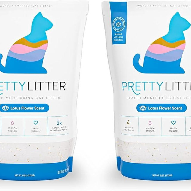 PrettyLitter Health Monitoring Cat Litter (Lotus Flower, Non Clumping) | Lightweight & Low Tracking, Color Changing Silica Gel Crystals, Advanced Odor Control — 6 Lbs, Pack of 2 (Two Month Supply)