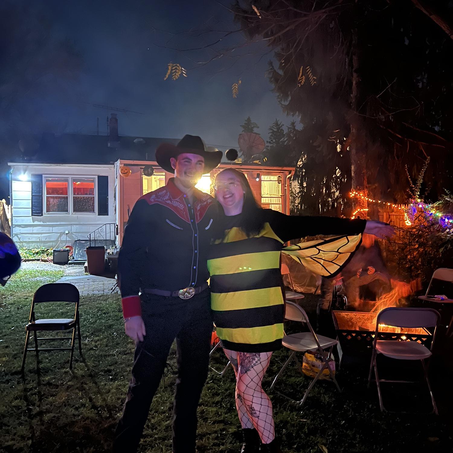 Happy Halloween from the Cowboy and the Bee buzzing around his hat!