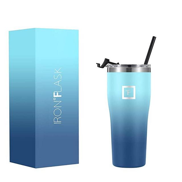 IRON °FLASK Rover Tumbler - 24 Oz, Leak Proof, Vacuum Insulated Stainless Steel Bottle, Hot Cold, Modern Double Walled, Simple Thermo Coffee Travel Mug, Hydro Water Metal Canteen (Blue Waves)