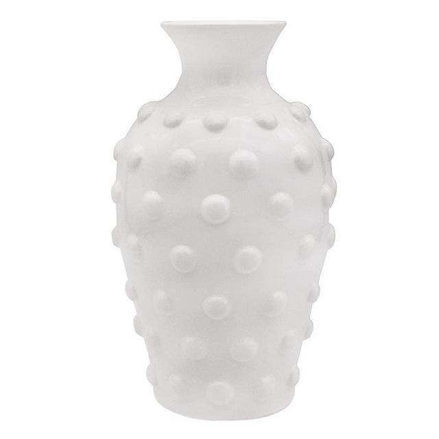 AuldHome Old-Fashioned White Hobnail Vase; Vintage Decor for Home, Office, Events