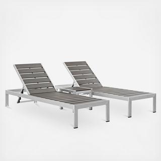 Shore 3-Piece Outdoor Patio Aluminum Set