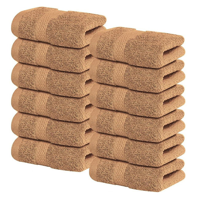 Infinitee Xclusives Luxury Wash Cloths for Showering [13x13] – 100% Cotton Washcloths [Pack of 12], Soft and Absorbent Face Towels for Bathroom Wash Clothes, Gym, and Spa (Cosmic Sand)