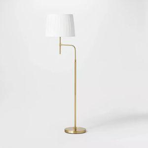 Adjustable Floor Lamp Brass Iron with Pleated Shade - Threshold™ designed with Studio McGee