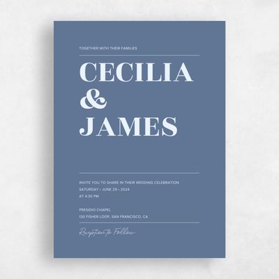 Dark Cobalt, Blue Wedding Invitation - Valier Type