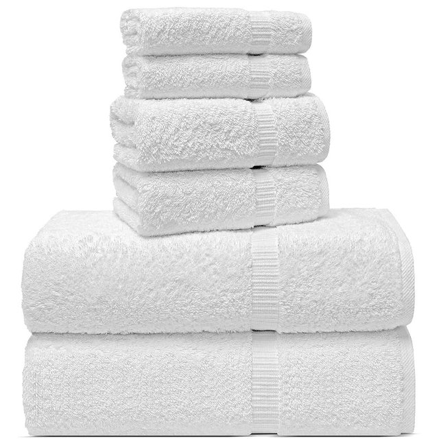 Chakir Turkish Linens 100% Cotton Premium Turkish Towels for Bathroom, 2 Large Bath Towels, 2 Hand Towels, 2 Washcloths (6-Piece Towel Set, White)