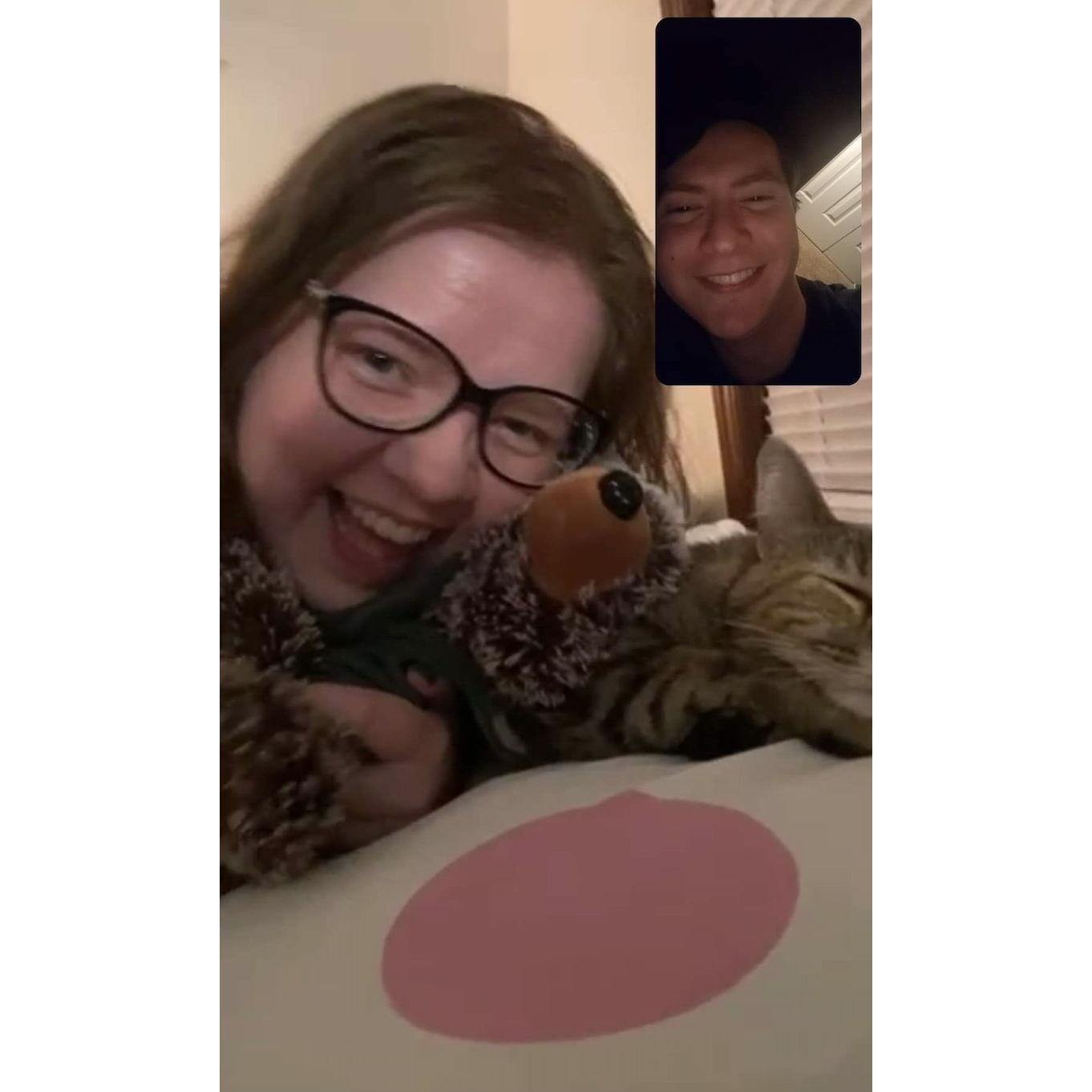 One of our many Facetime calls when we lived apart while I was still in school featuring Wendy and Nellie!