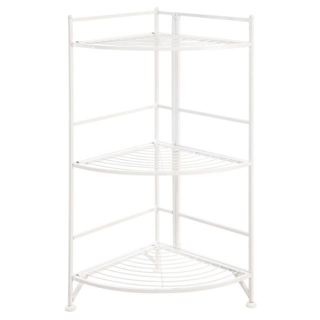 32.5" 3 Tier Corner Folding Metal Corner Shelf White - Breighton Home