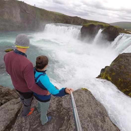Seeing the sights in Iceland--Godafoss Waterfall, July 2017