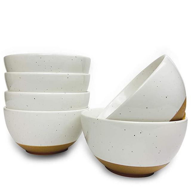 Mora Ceramic Small Dessert Bowls - 16oz, Set of 6 - Microwave, Oven and Dishwasher Safe, For Rice, Ice Cream, Soup, Snacks, Cereal, Chili, Side Dishes etc - Microwavable Kitchen Bowl, Vanilla White