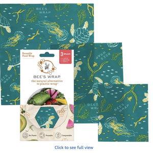 Bee's Wrap Beeswax Wraps for Food - Ocean 3 Pack