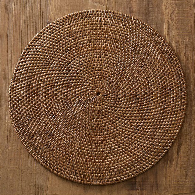 Tava Rattan Round Placemats, Set of 4 - Honey