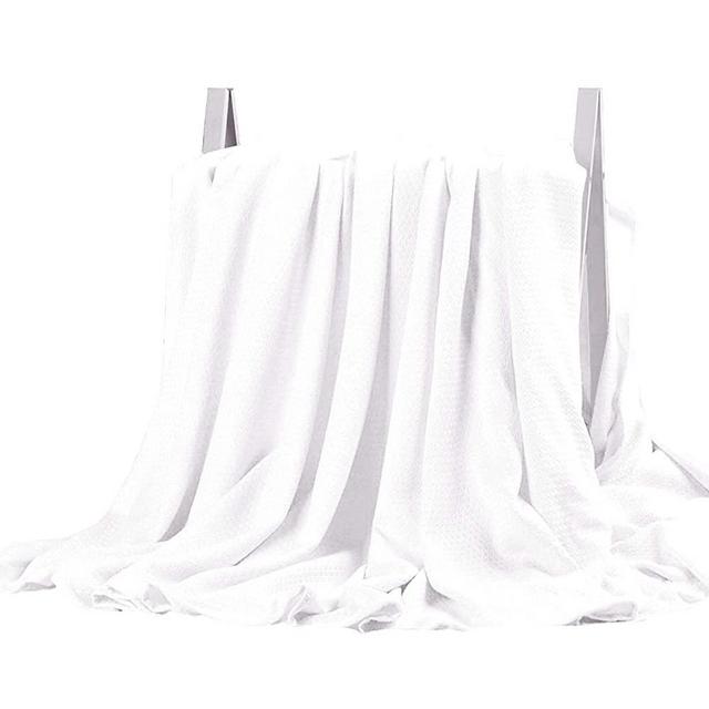 DANGTOP Cooling Blankets, Cooling Summer Blanket for Hot Sleepers, Ultra-Cool Cold Lightweight Light Thin Bamboo Blanket for Summer Night Sweats (79x91 inches, White)