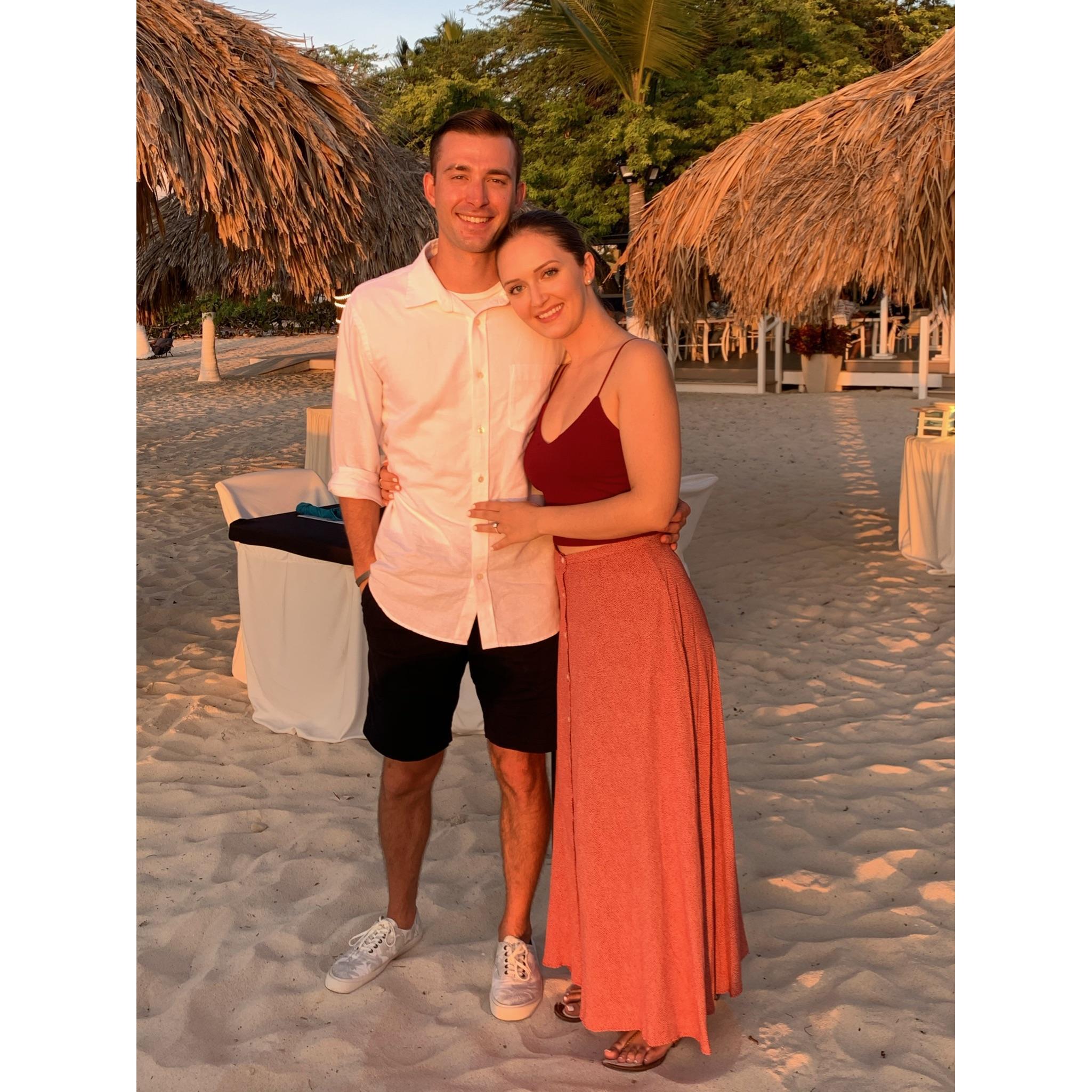 Sunset beach dinner in Aruba