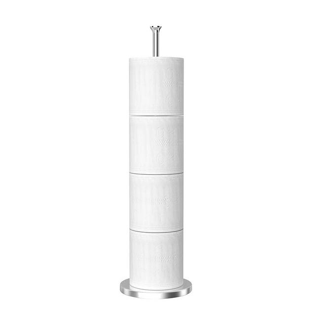 Toilet Paper Holder Stand(with Reserve Function), Free-Standing Toilet Paper Storage Holder, Stainless Steel Toilet Roll Holder Stand for Bathroom & Toilet Spare Rolls Storage