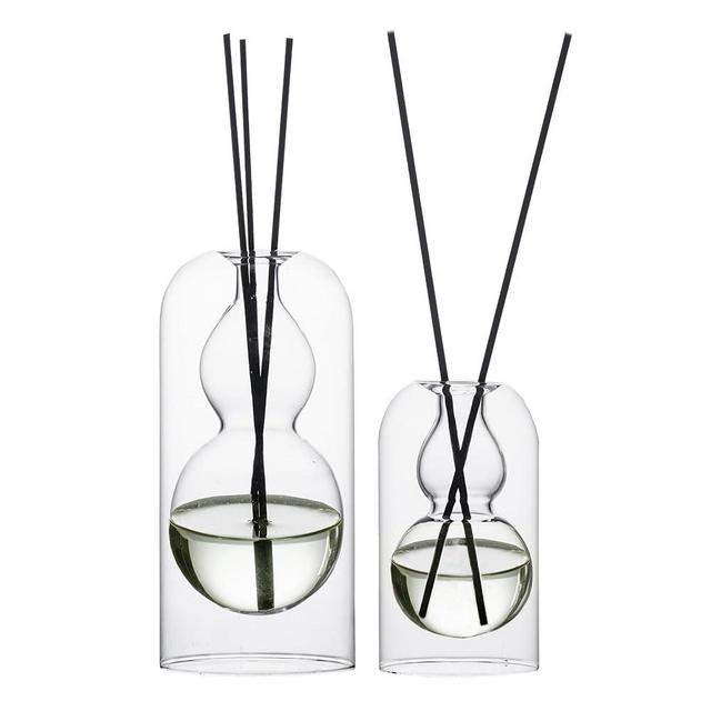 Empty Glass Fragrance Reed Diffuser Bottles,for Essential Oil, with 16pcs Black Reed Sticks,Minimalist Decor,2pcs/Set.