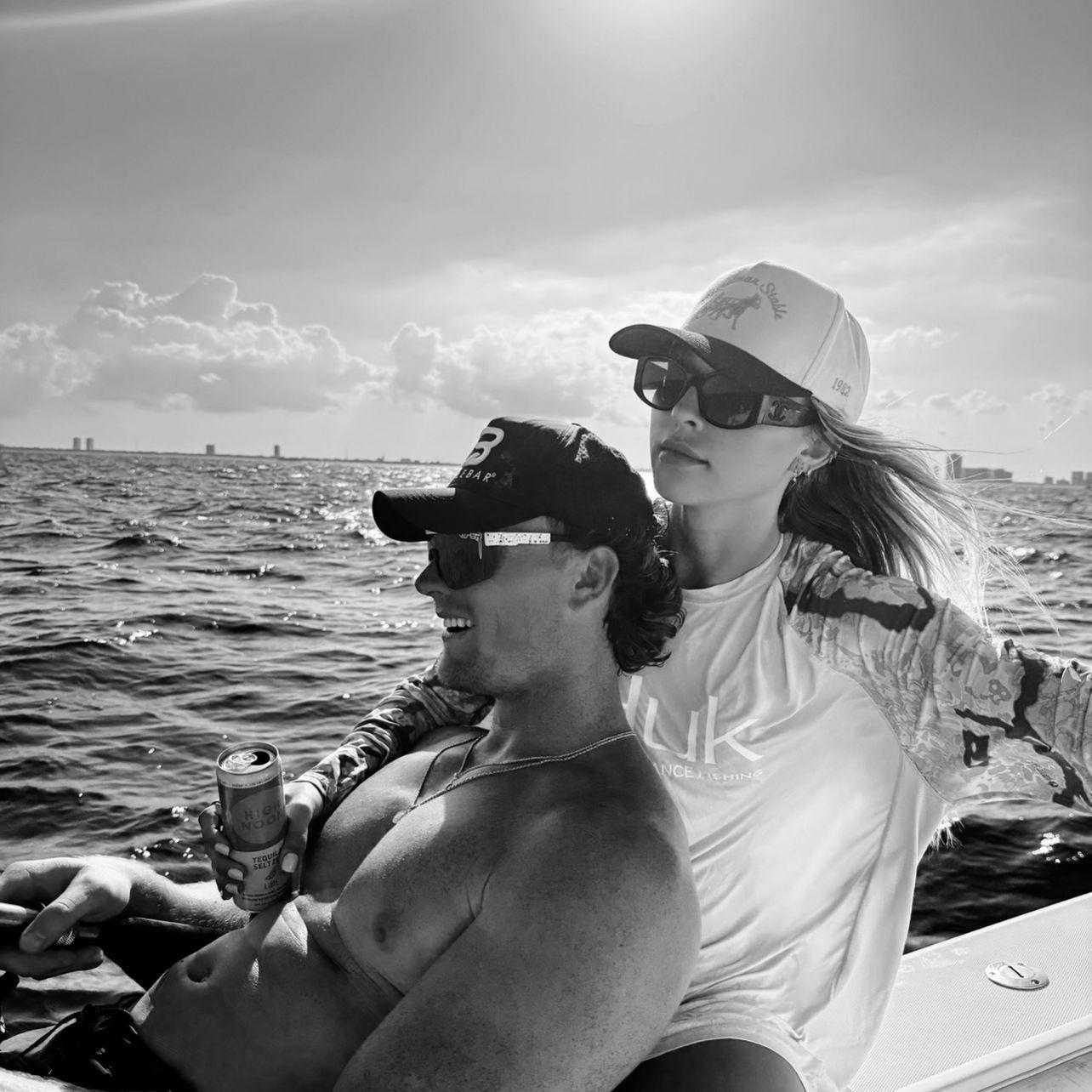 one our first pictures together, fishing in the atlantic!