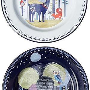Folklore Enamel Plates, Day & Night Design (Set of 2)
