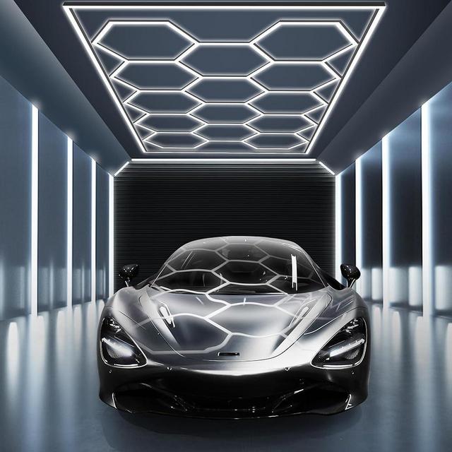 MODERN Hexagon Garage Light: Higher Brightness 720W 86400 Lumens Hexagon Led Garage Light with Rectangle Frame 6500K for Garage, Basement, Warehouse, Auto Beauty Shop, Car Detailing Shop etc.