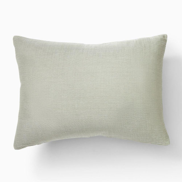 Dreamy Gauze Cotton Standard Sham, Celadon Melange