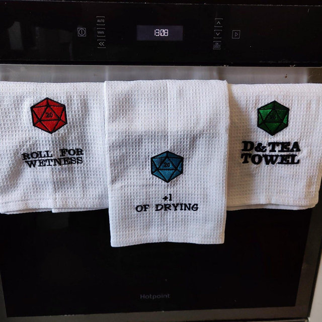 Tea Towel, D&D Inspired Kitchen Towel Quotes, Geeky Drying Cloth for Dishes, Home Decor Gift for Tabletop Role Play Board Game Fans