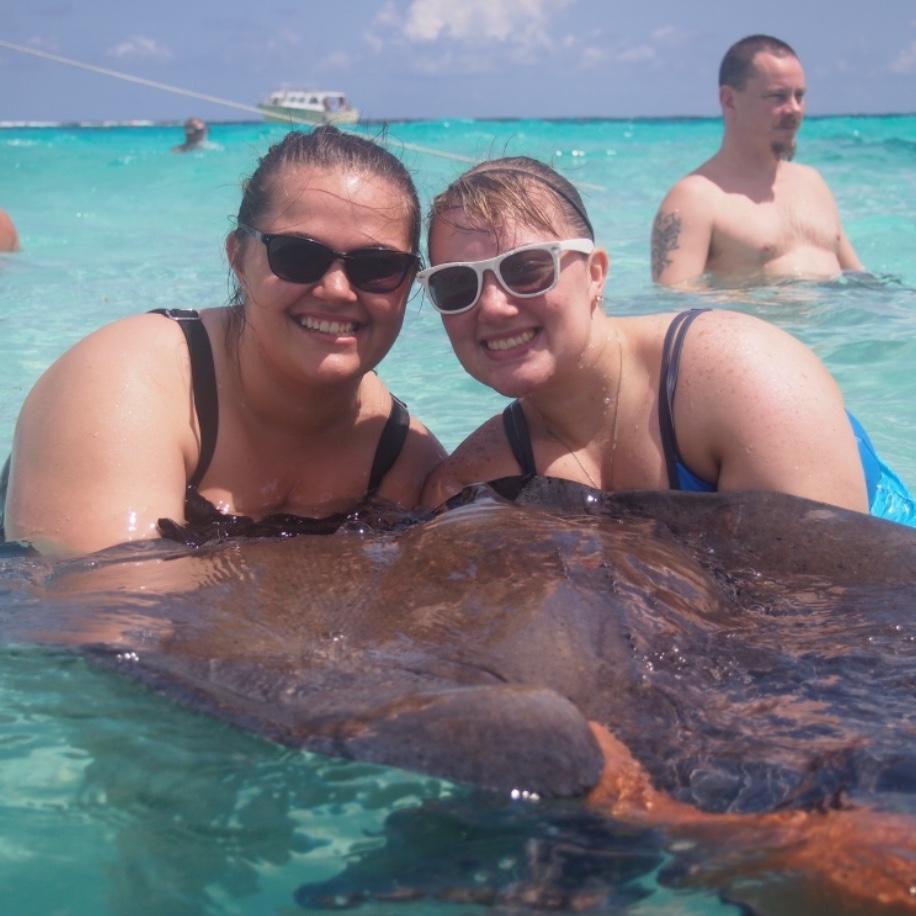 In Mexico swimming with stingrays