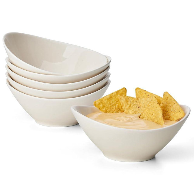 Teocera 5 Inch Porcelain Small Bowls Set, 6 Ounce small serving bowls for Dessert, Ice Cream, Snack, Dipping, Side Dishes, Microwave & Dishwasher Safe- Cream Yellow