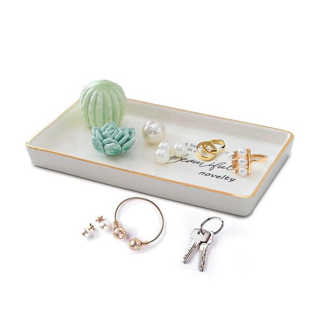 Kimdio Ceramic Jewelry Dish, Cactus Ring Holder, Trinket Tray Earrings Necklace Organizer, Gift for Wedding, Christmas, Birthday, Engagement Party