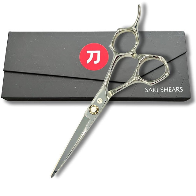 Hair Cutting Scissors for Professionals from Saki Shears - Cuts Wet and Dry Hair - Forged from Japanese 440C Stainless Steel - Sharp, Long Lasting Edge (Steel, 6 Inch Cutting, Right Hand)