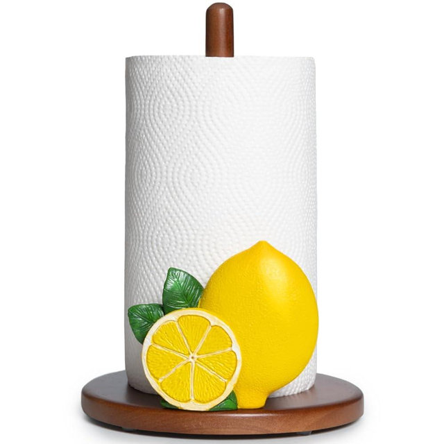 Lemon Paper Towel Holder - Lemon Kitchen Decor and Accessories Yellow Kitchen Decorations Gifts for Women Cute Paper Towels Holder Stand Decorative Country Farmhouse Vintage Countertop Rustic Italian