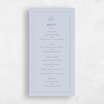 Blue Wedding Menu - Arum