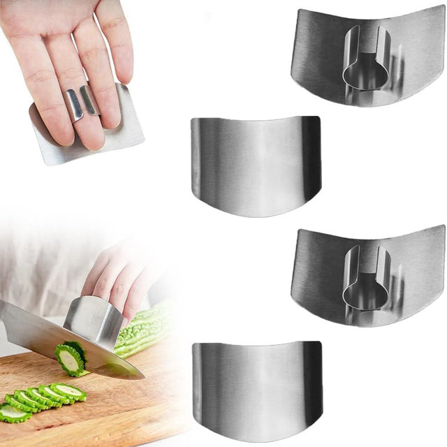 Stainless Steel Finger Guard, 4PCS Finger Protector Finger Guard For Cutting Kitchen Tool Finger Guards for Cutting Food, Protector Avoid Hurting When Cutting, Slicing and Dicing in Kitchens