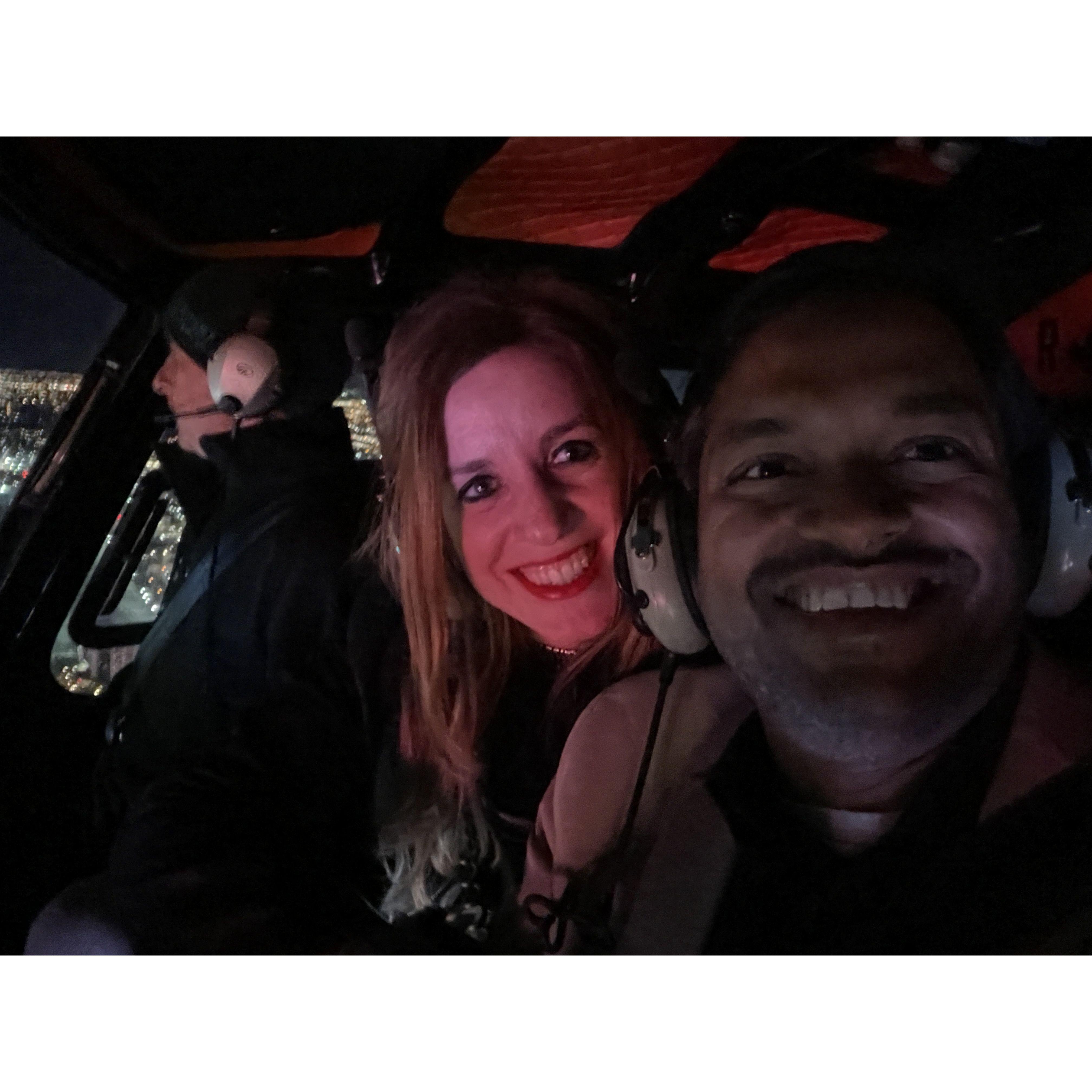 Helicopter ride in Las Vegas for Ram’s birthday! First time riding helicopter for both of us. Trip at night over the Strip.